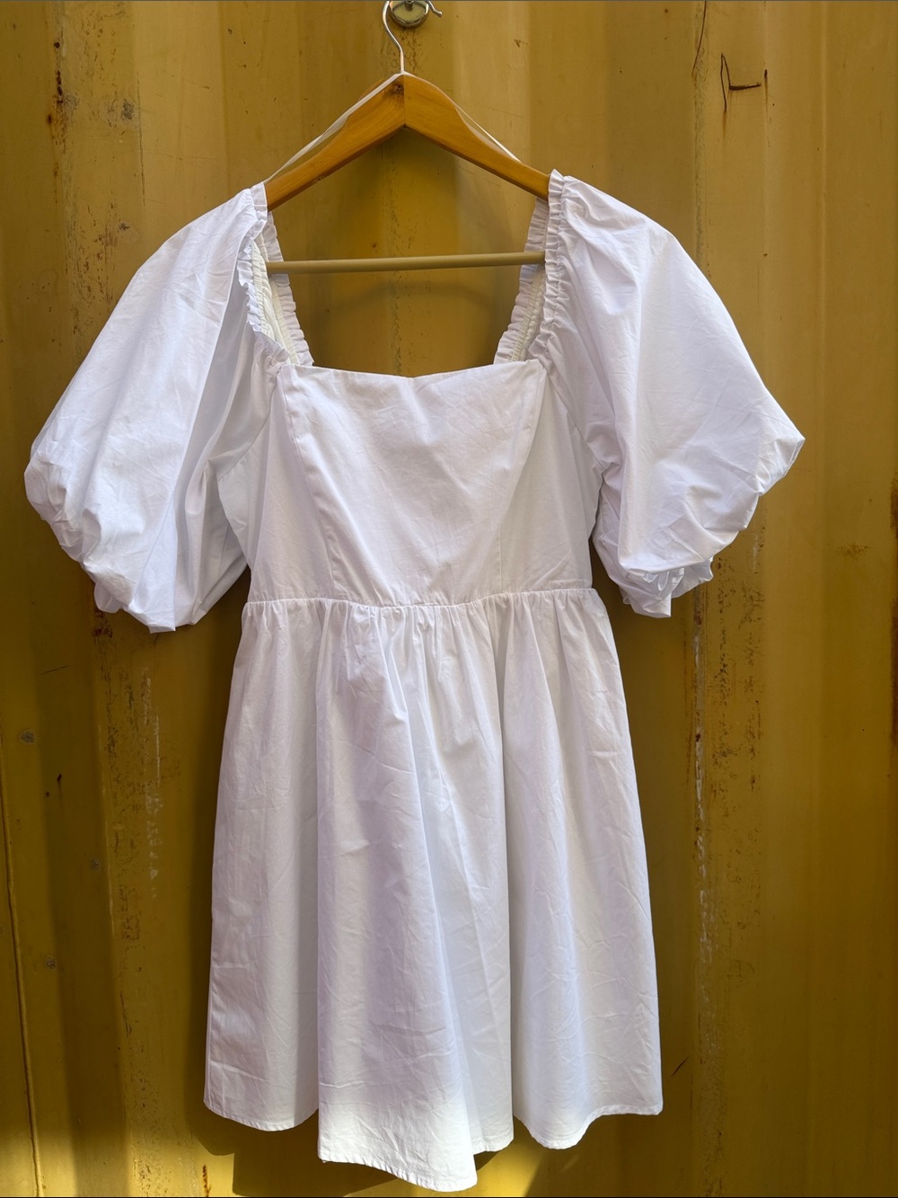 White Puff Sleeve Square Neck Mini Dress